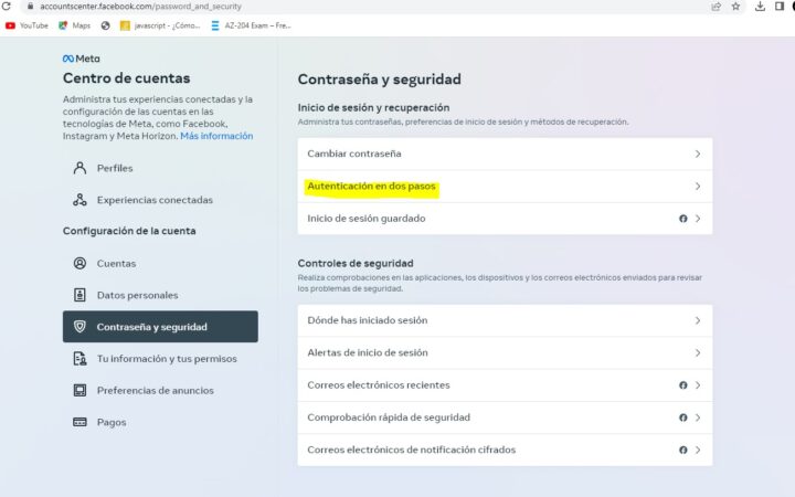 Autenticación dos pasos Facebook Meta Integración API cloud WhatsApp