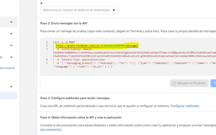 Código llamada API WhatsApp