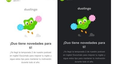 Ejemplo Dark Mode Duolingo