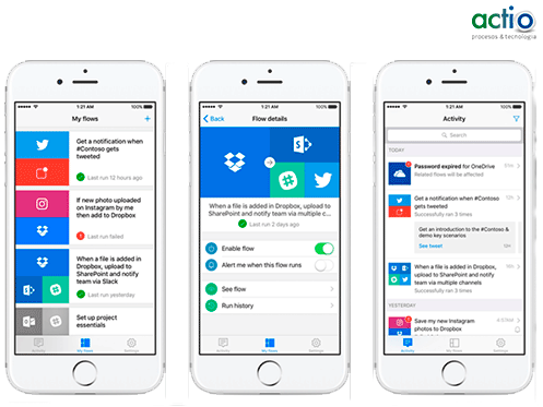 Vista en varios dispositivos de Microsoft Flow